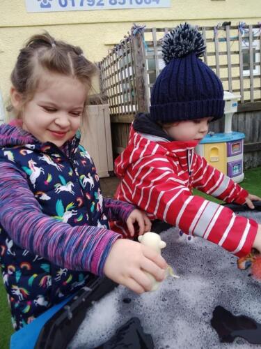 Water play is always fun at Gower Day Nursery 