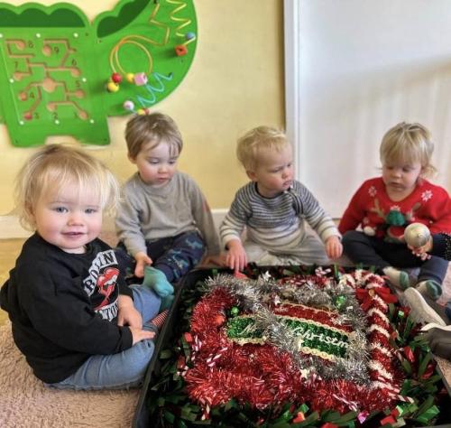 Christmas sensory tray at Gower Day Nursery