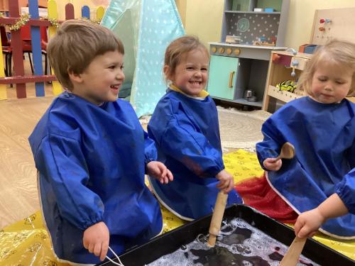 Water play at Gower Day Nursery