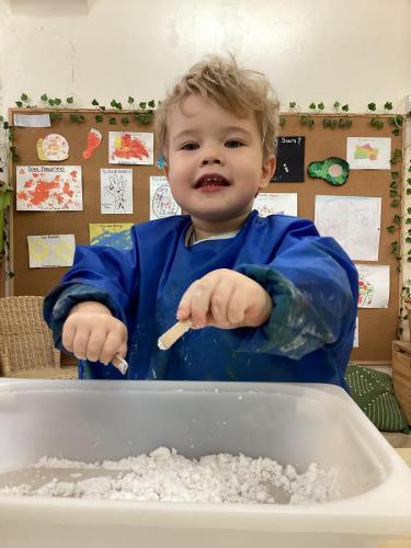 Making a snowman at Gower Day Nursery