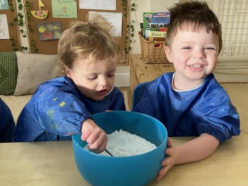 Making snow at Gower Day Nursery