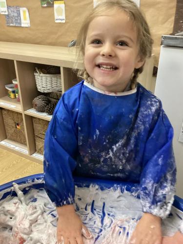 Shaving foam fun at Gower Day Nursery