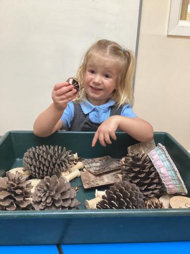 Wooden texture tray at Gower Day Nursery